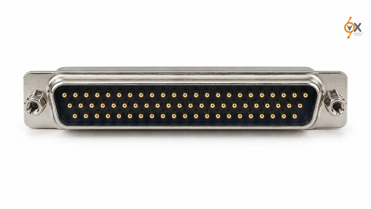 78-pin high-density D-Sub male connector with three rows of contacts